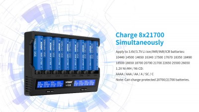 CARICA 8 PILE BATTERIE LI-ION VARI FORMATI 18650/26650 3,7V XTAR VC8 professionale massima affidabilità  (#824C 22A824C)