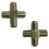 2 Connettore tipo F QUADRUPLO femmina CAVO COASSIALE TV/SAT #X34G