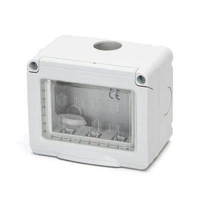 SCATOLA A PARETE IMPERMEABILE PROTETTA A 3 VIE PER 3 FRUTTI AD INCASSO serie civile ABM compatibile Bticin Matix #241B