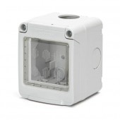 SCATOLA A PARETE IMPERMEABILE PROTETTA A 2 VIE PER 2 FRUTTI AD INCASSO serie civile ABM compatibile Bticin Matix #241E