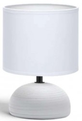 LAMPADA DA TAVOLO CON PARALUME BIANCA BASE CERAMICA AC230V ATTACCO E14 "Aigo" #X68H
