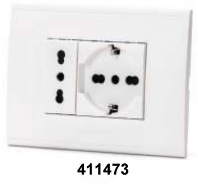 MODULO INCASSO PRESE SCHUKO+10/16A SERIE CIVILE AC230V p-l-a-n-a #61I
