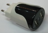 DOPPIA PRESA USB trasformatore AC230V spina 10A (5V 1A+2,1A) #835A