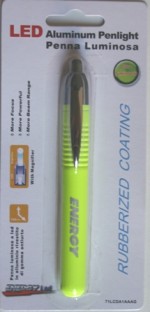 TORCIA LED AAAx1 clip a penna gommata gialla CON LENTE MAGNIFICATORE ingrandimento (#490 6G6490)
