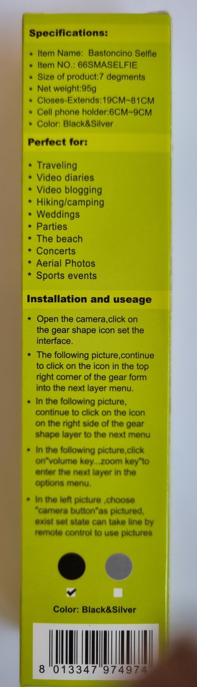 ASTA ALLUNGABILE PER FOTO SMARTPHONE (#808C COD.66SMASELFIE)