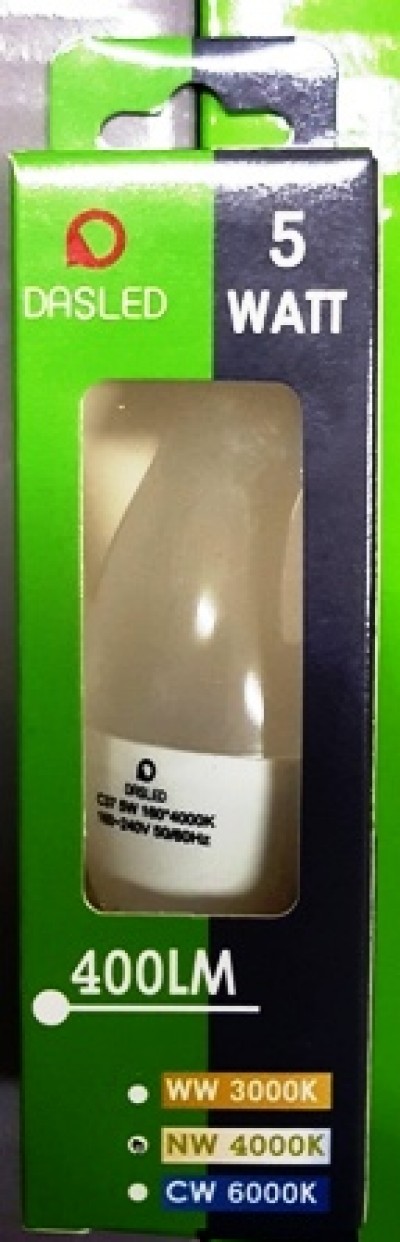 LAMPADA LED E14 5W 4000K FIAMMA BIANCO NATURALE DASLED 400LM (#393C COD. 73E1454000FDA) 