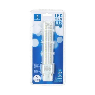 lampada G24 led 15W 6400k 2 tubi trasparente 16CM lunghezza totale (#388B)