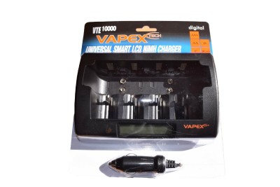 CARICA UNIVERSALE DIGITALE AVANZATO 4 PILE BATTERIE FORMATO  D-C-AA-AAA-F 9V VAPEX VTE10000 CHARGER USO MONDIALE AC100/240V e PRESA 12V ACCENDISIGARI (SENZA PILE) (#174 22A174)