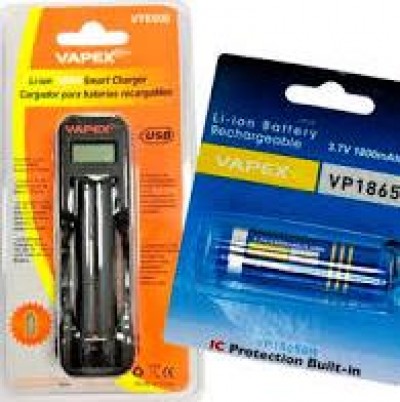CARICA PILA BATTERIA FORMATO 18650 LI-ION VAPEX VTE500 USB SMART DIGITALE CONTROLLO CARICA (#824A)