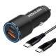 Presa USB + presa TYPE-C 36W per 12V auto CARICA AUTO RAPIDO cod. #834C