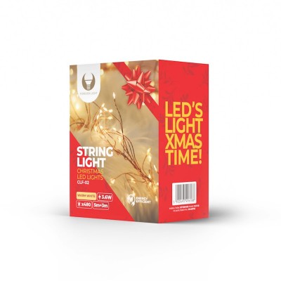 luce natale 3M 480 LEDS 3,6W WW +5M CAVO RAME COPPER AC230V "Force" #X3N