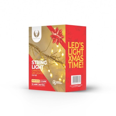 luce natale 3M 480 LEDS 3,6W WW +5M CAVO DORATO GOLDEN AC230V "Force" #X3O