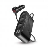 12V CAR CHARGER 3 PRESE 12V e 2 prese USB 2,4A con indicatore tensione V Forever "Force"#X22E