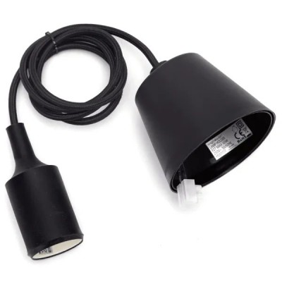 PORTALAMPADA E27 PASSAFILO CAVO SOSPENSIONE 1M NERO AC230V #X57G