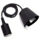 PORTALAMPADA E27 PASSAFILO CAVO SOSPENSIONE 1M NERO AC230V "Aigo" #X57G