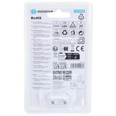 PUNTO LUCE NOTTURNA LED 0,6W 20LM 3000k SENS.CREPUSCOLARE AC230V #X68G