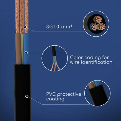 120Metri CAVO ELETTRICO NERO AC 220/250V N.3 x 1 BOBINA #X30G