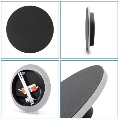 LAMPADA LUCE DA PARETE LED 12W 1450LM 6500k APPLIQUE AC230/250V PER INTERNI METALLO NERO "Aigo" #X93G