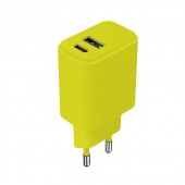 AC230V CHARGER 25W PRESE TYPE-C E USB "Force" LIME #X14H
