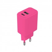 AC230V CHARGER 25W PRESE TYPE-C E USB "Force" ROSA #X15H