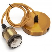 PORTALAMPADA E27 PASSAFILO CAVO SOSPENSIONE 1M ORO AC230V "Aigo" #X84G