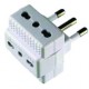 ADATTATORE tripla presa 10/16A  spina 16A 2P+T in blister (#288 COD. 5E1)